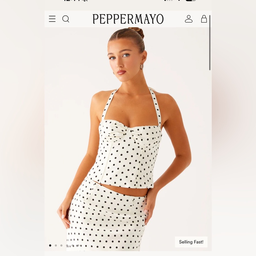 NWT Peppermayo Exclusive - Breanne Top - White Polka Dot size small